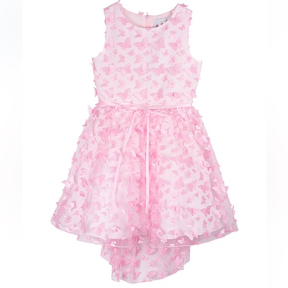 Girls pink 3d hi low butterfly mesh dress 8 rare editions - Picture 1 of 8